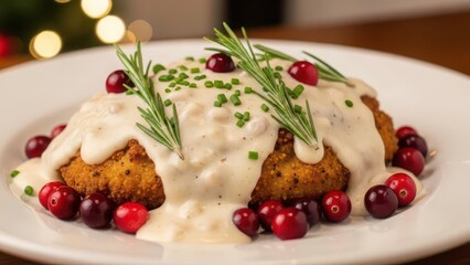 Holiday stuffing biscuits with cranberry sauce