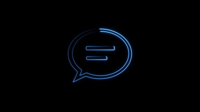 message box with question mark icon animation, box Glowing neon color message box animation icon conversation notice receive massage, Box Animation: Glowing Mail Inbox Icon on black background.