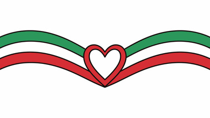 Italian Ribbon Heart Vector – Green, White, Red Bands Forming a Symbolic Heart for Heritage, Love, National Pride, Cultural Design, and Holiday Projects