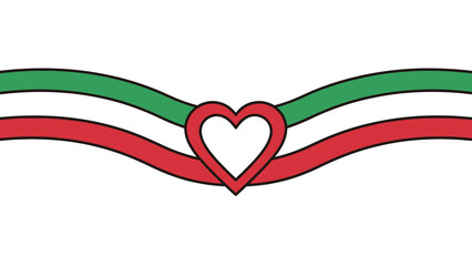 Italian Ribbon Heart Vector – Green, White, Red Bands Forming a Symbolic Heart for Heritage, Love, National Pride, Cultural Design, and Holiday Projects