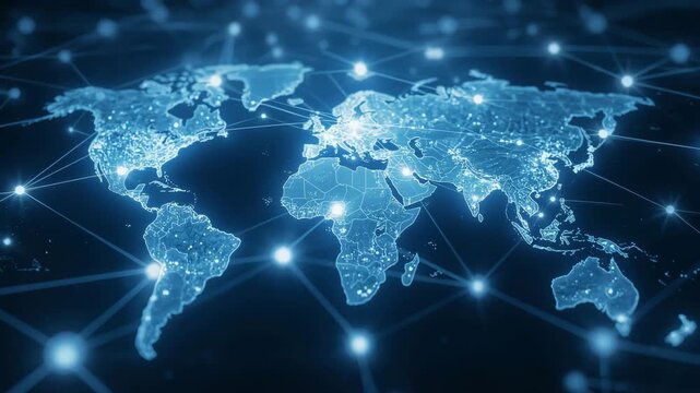 world map on blue background