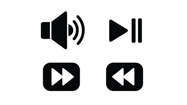 Minimalist media player controls in black and white a striking silhouette