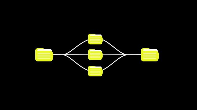 File transfer from folder to folder, copying data on computer, transparent background, 4k video