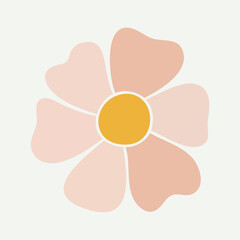 Minimal Blush Flower Vector Illustration with Soft Rounded Petals