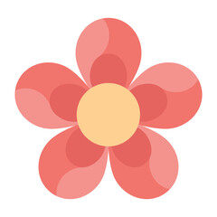 Minimal Coral Flower Vector Illustration with Rounded Petals
