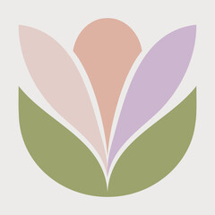 Modern Abstract Tulip Flower Vector with Pastel Leaves