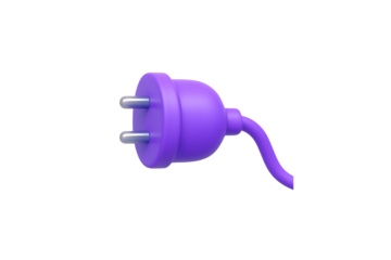  Purple Power Plug Connected with Bright Yellow Electric Bolt