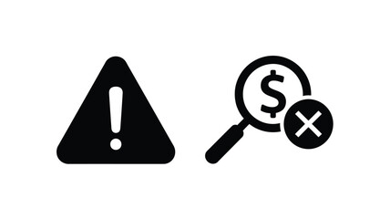 Warning sign with money and cancel symbols in a dark silhouette