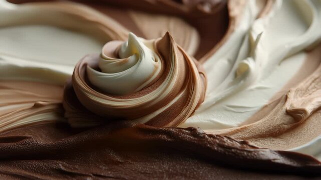 Delicious double chocolate and vanilla swirl ice cream texture