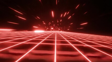 Abstract red grid with light trails representing digital data transfer - Powered by Adobe