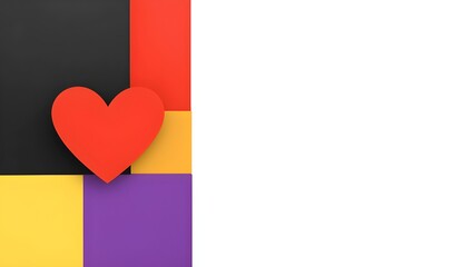 Color Block Valentine Banner With Bold Heart Accent