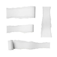 Torn paper strips isolated on transparent background