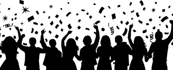 Happy New Year Celebration Crowd Silhouette