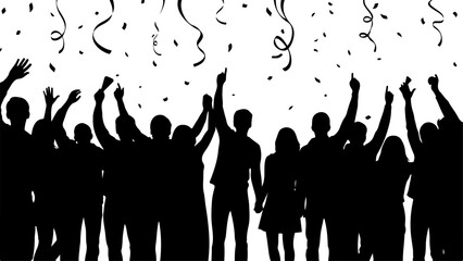 Happy New Year Celebration Crowd Silhouette
