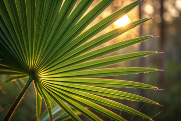 Single Palm Frond in Golden Hour Light Symbolizing Victory