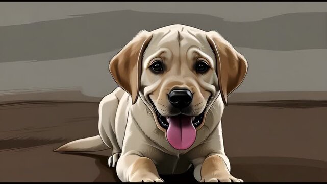 3d vector animated Labrador dog puppy sitting