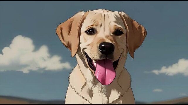 3d vector animated Labrador dog puppy happy