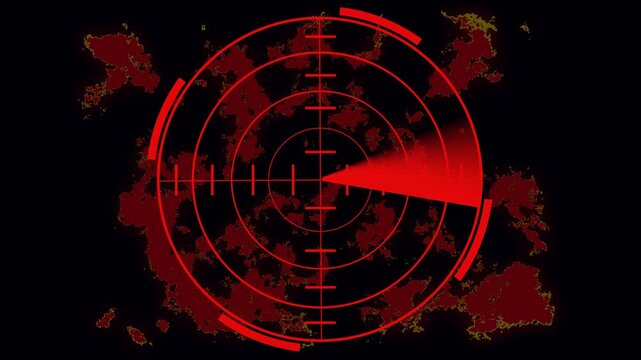 Red Radar Screen Displaying Targets Against a Dark, Textured Background image photo
