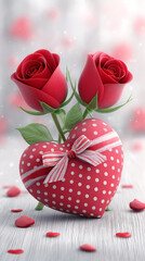 Romantic background with flowers and a heart shape, symbolizing love, tenderness, affection and celebration, suitable for greeting cards, banners and festive design