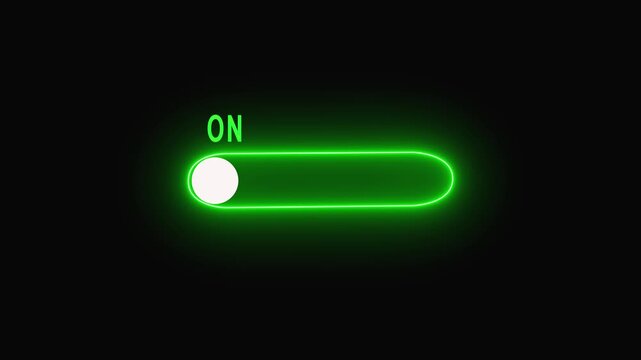 Neon illuminated toggle switch in the OF position with red text and green text for ON