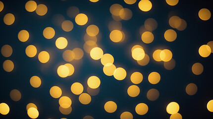 Golden Bokeh Lights on Dark Background with Shallow Depth of Field