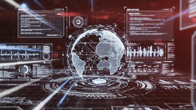 Digital globe data visualization futuristic interface technology