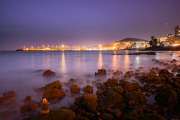 Evening view of the town of Los Cristianos on the island of Tenerife © Yevhenii