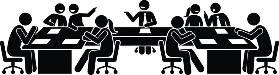 Group of people sitting around table in meeting room