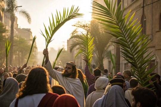 Palm Branches Waved in Soft Sunlight Symbolizing Triumphal Entry
