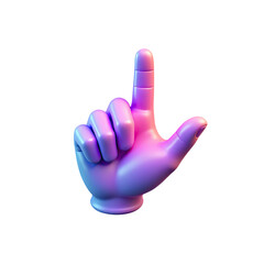 Obraz premium Vibrant 3d purple gradient pointing hand finger with wrist gesture isolated on transparent background.