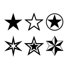 Fototapeta premium Collection of star icons in various designs and styles
