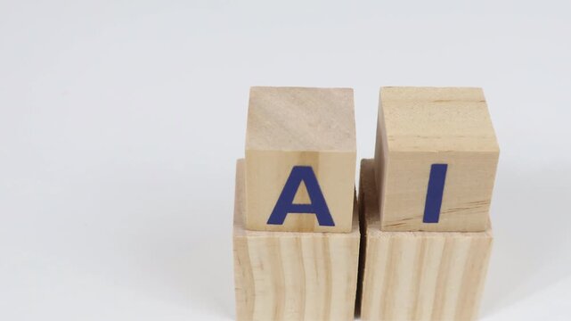 Artificial intelligence with capital letters AI and white background.