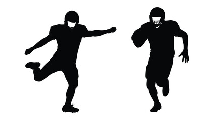 Fototapeta premium American football players in action dynamic poses captured in a dark silhouette