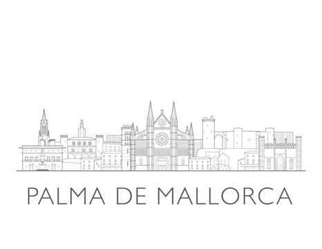 Palma De Mallorca Spain cityscape illustration skyline drawing