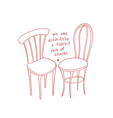 Line art illustration with pair of chairs
