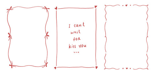 Set of hand drawn line art frames