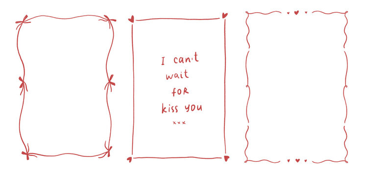 Set of hand drawn line art frames