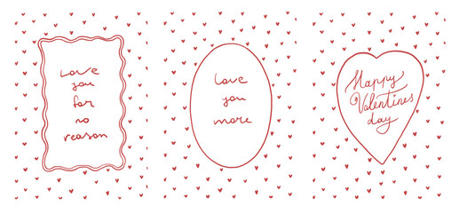 Set of frames on a heart pattern background