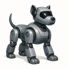 Futuristic Robot Dog Illustration Isolated on White Background