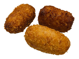 Plato de croquetas, típica tapa española. Imagen aislada, recorte