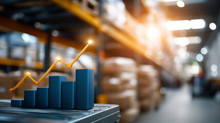 Business graph chart with warehouse factory storage inventory defocus abstract blur  logistics operations supply chain management statistical analysis financial