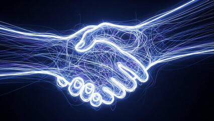 Abstract handshake made of light