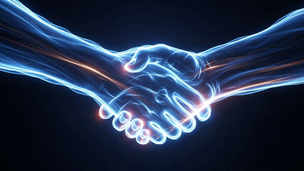 Abstract handshake made of light