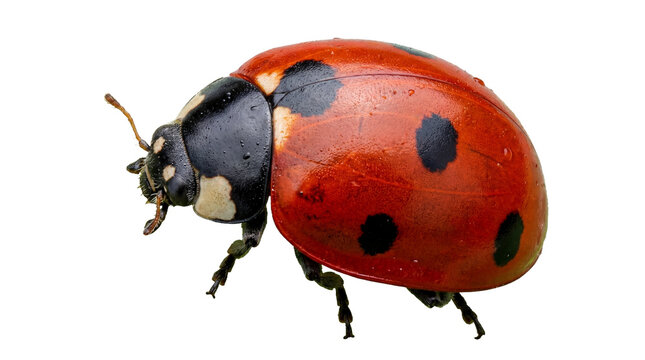 A ladybug with red and black spots on transparent background - Powered by Adobe