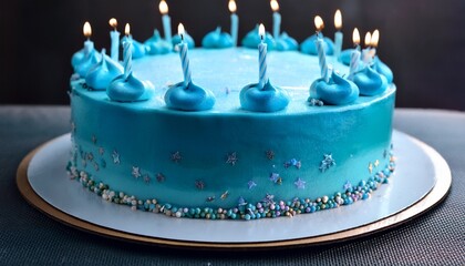 birthday cake with blue icing