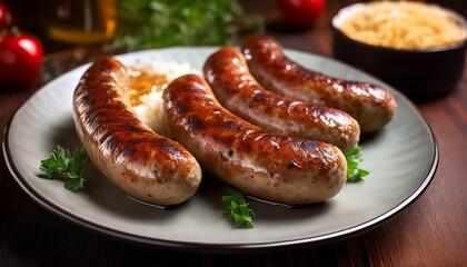 bratwurst sausages on a plate