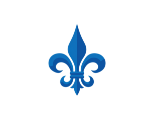 Blue Fleur-de-lis Symbol on White Background