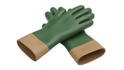 Pair Of Green And Beige Gardening Gloves Isolated On Black