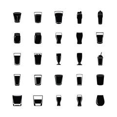  Bar glassware icons set isolated on white background - Vector illustration.
