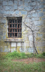 Barred windows on old jail house
